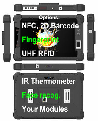 MT6761 NFC RJ45 Lan Port 8 Inch Rugged Tablet Computer RS232 Barcode Scanner Face Recognition UHF RFID